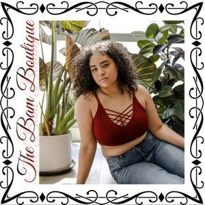 Plus Size Burgundy Strap Bralette
